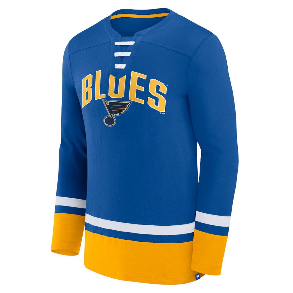 St. Louis Blues Fanatics Back Pass Lace-Up Long Sleeve T-Shirt - Blue - NHL 5237182