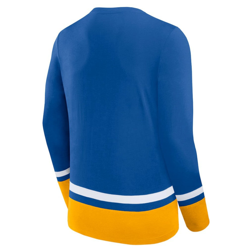 St. Louis Blues Fanatics Back Pass Lace-Up Long Sleeve T-Shirt - Blue - NHL 5237182