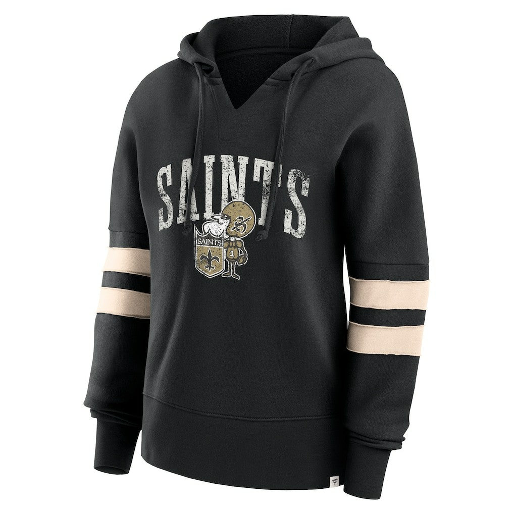 Fanatics New Orleans Saints Women's Bold Move Dolman V-Neck Hip HIp Hoodie Black