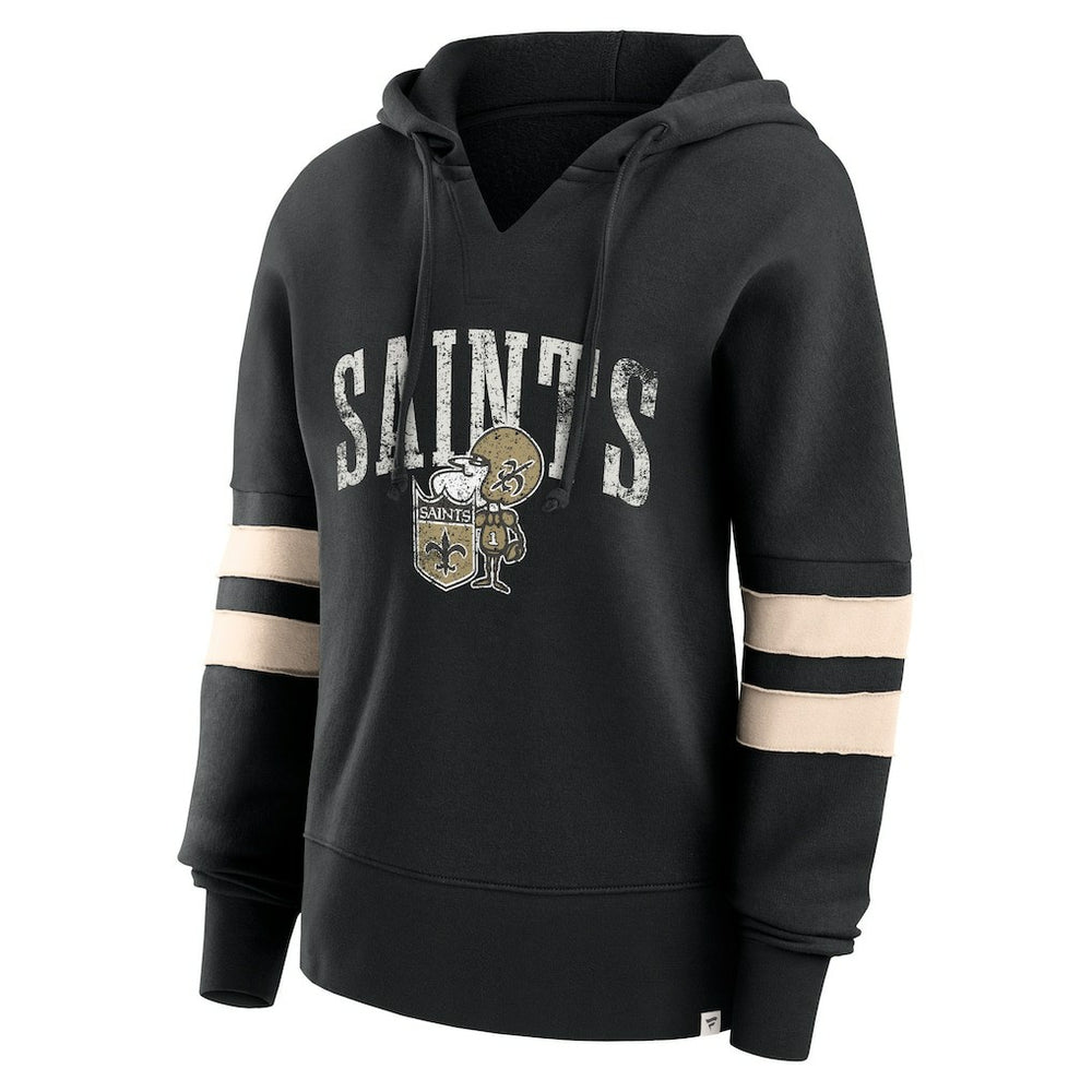 Fanatics New Orleans Saints Women's Bold Move Dolman V-Neck Hip HIp Hoodie Black