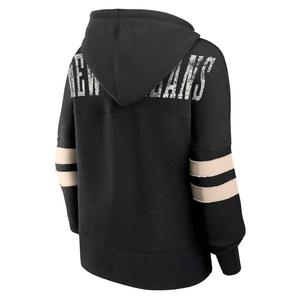 Fanatics New Orleans Saints Women's Bold Move Dolman V-Neck Hip HIp Hoodie Black