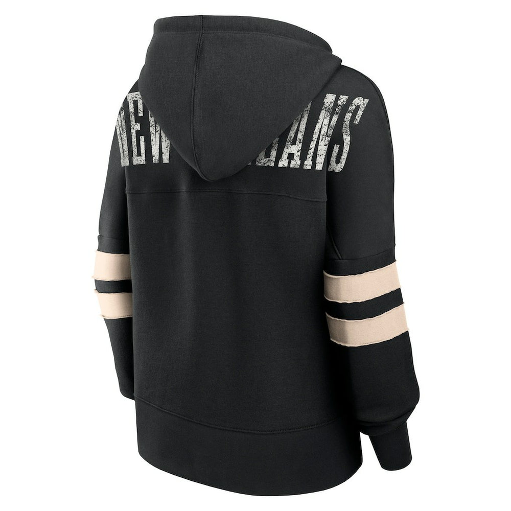 Fanatics New Orleans Saints Women's Bold Move Dolman V-Neck Hip HIp Hoodie Black