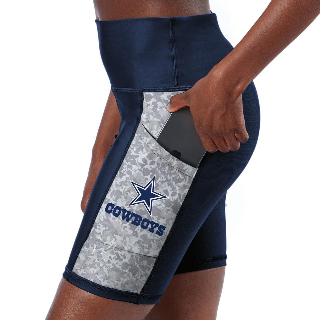 Dallas Cowboys Certo Women's High Waist Logo Two-Pocket Biker Shorts Navy
