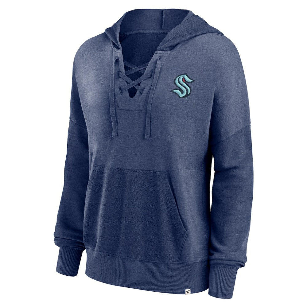 Seattle Kraken Fanatics Women's Breakout Lace-Up Pullover Hoodie - Navy - NHL 5241734