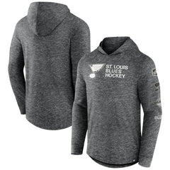 St. Louis Blues Fanatics Stacked Long Sleeve Hoodie T-Shirt - Heather Charcoal - NHL 5242319