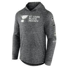 St. Louis Blues Fanatics Stacked Long Sleeve Hoodie T-Shirt - Heather Charcoal - NHL 5242319