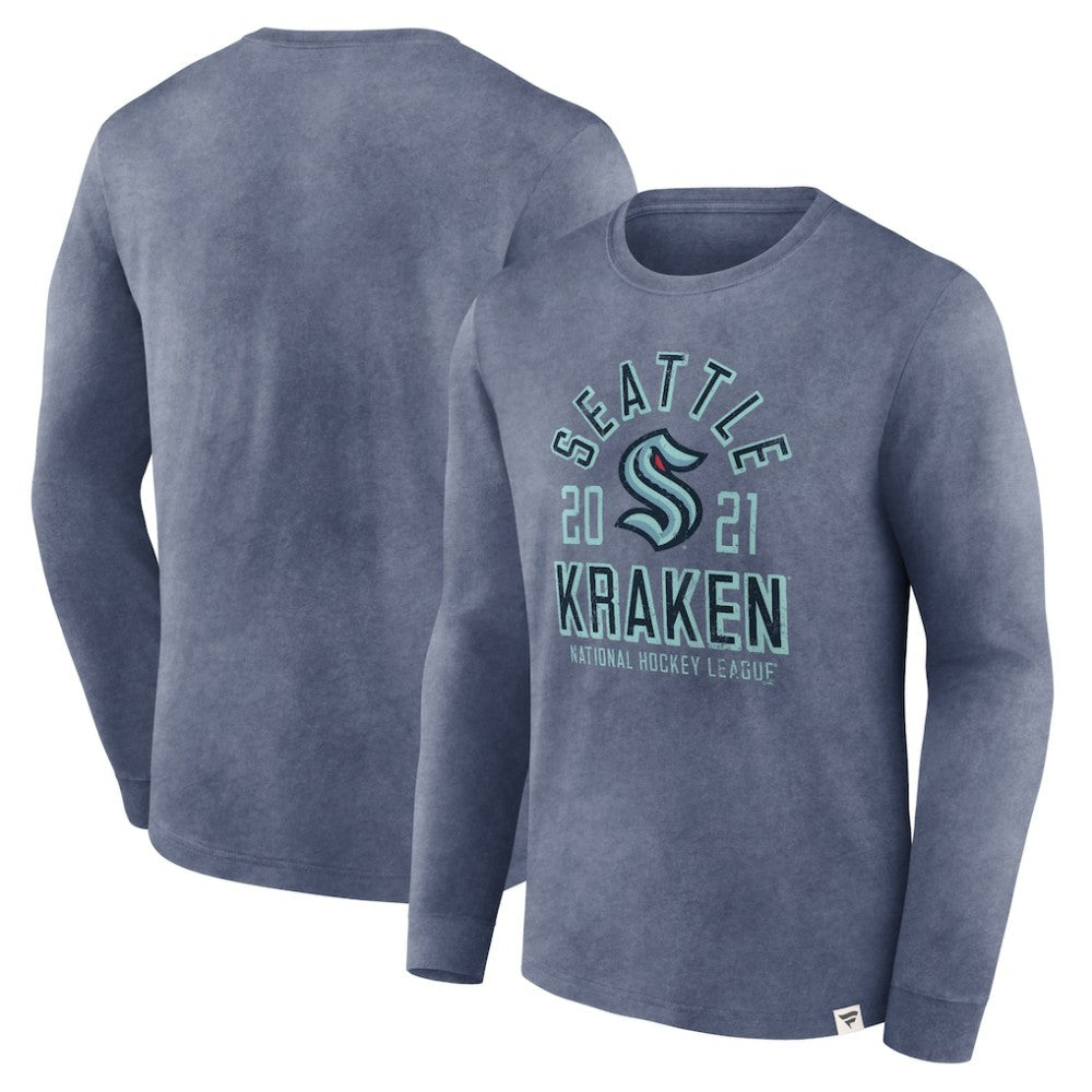 Seattle Kraken Fanatics Keep The Zone Long Sleeve T-Shirt - Heather Deep Sea Blue - NHL 5242381