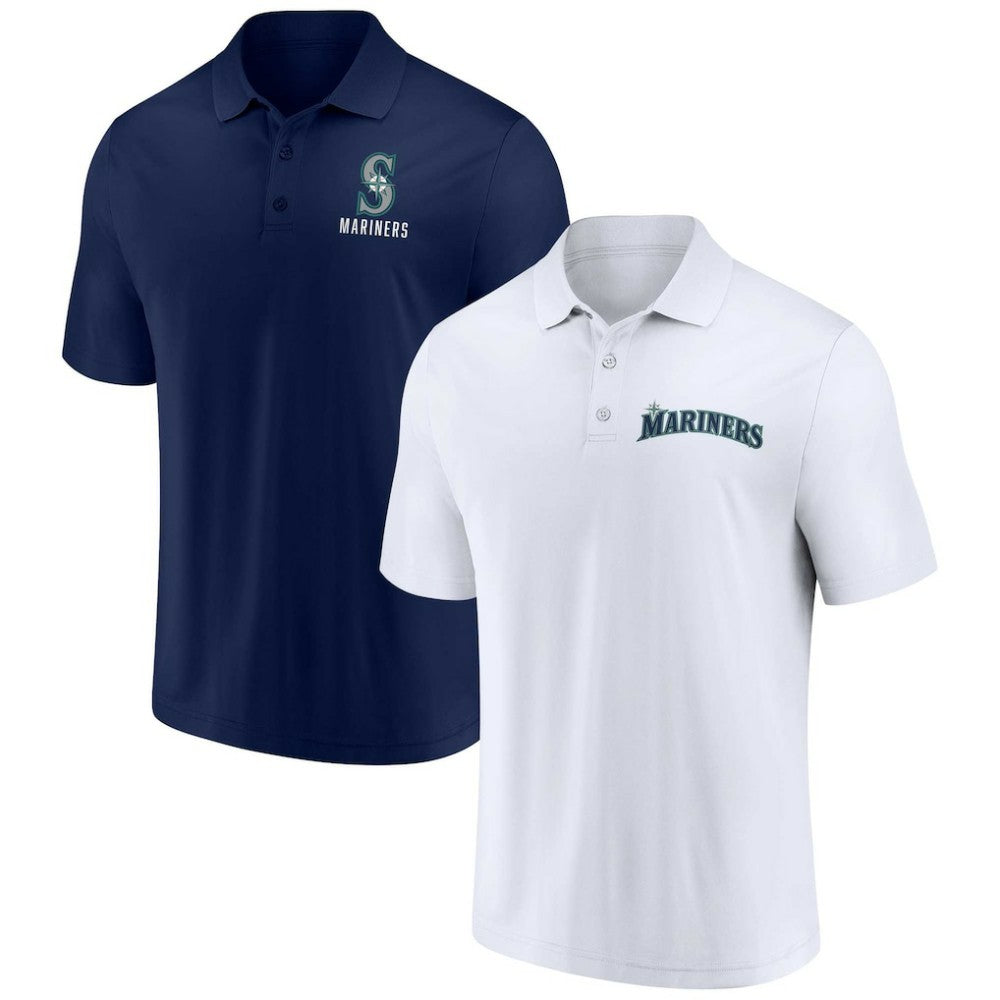 Seattle Mariners Fanatics Two-Pack Logo Lockup Polo Set - Navy/White - Fanatics Lifestyle
