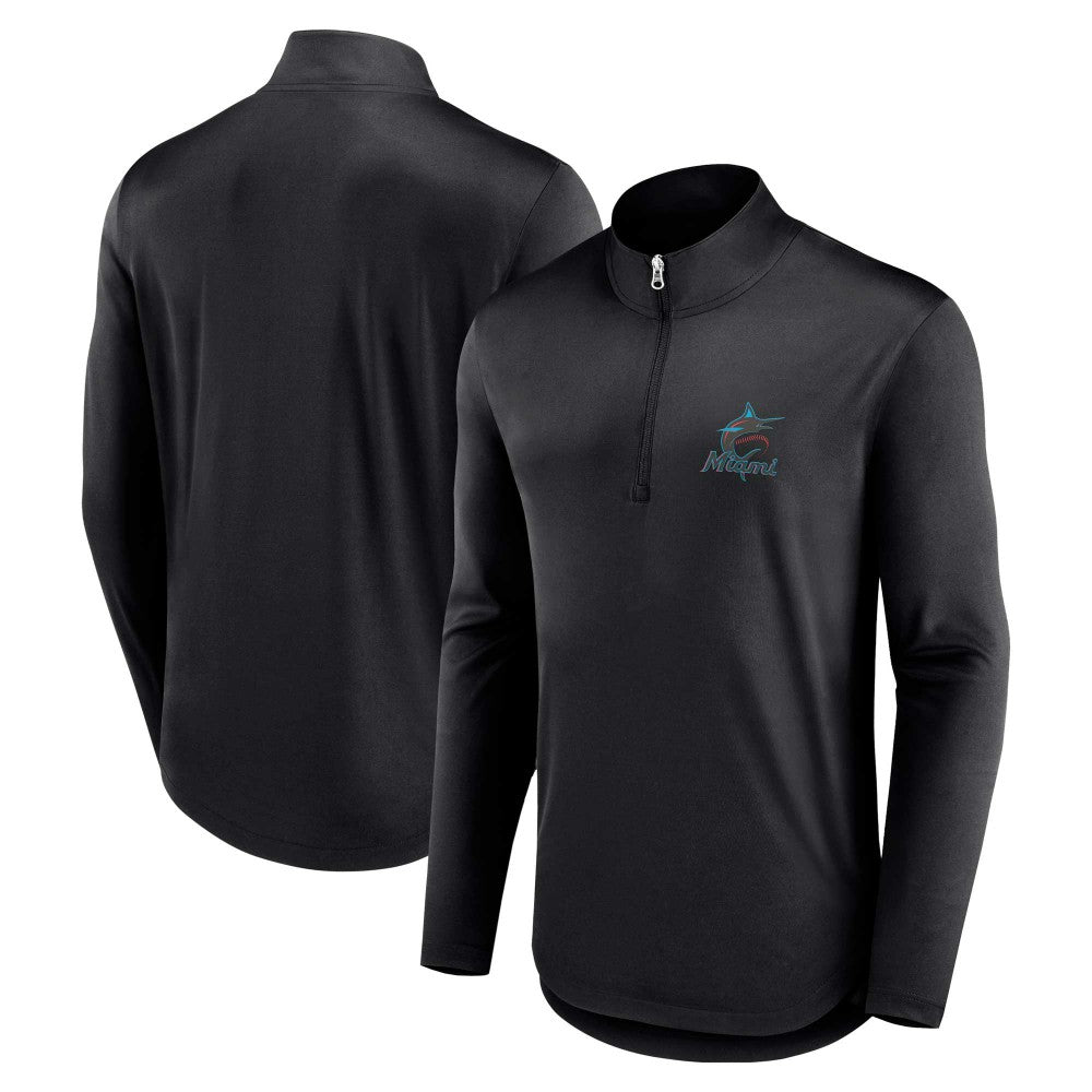 Miami Marlins Fanatics Quarterback Quarter-Zip Top - Black - Fanatics Discount