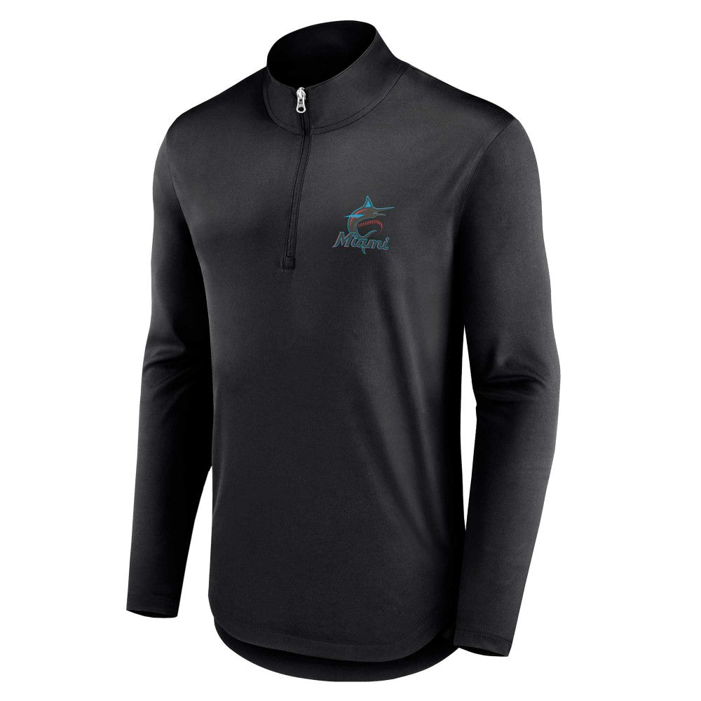 Miami Marlins Fanatics Quarterback Quarter-Zip Top - Black - Fanatics Discount