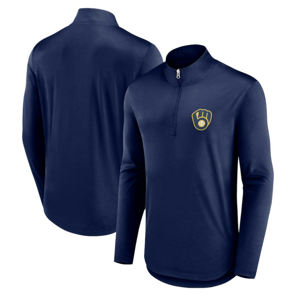 Milwaukee Brewers Fanatics Quarterback Quarter-Zip Top - Navy - Fanatics Lifestyle