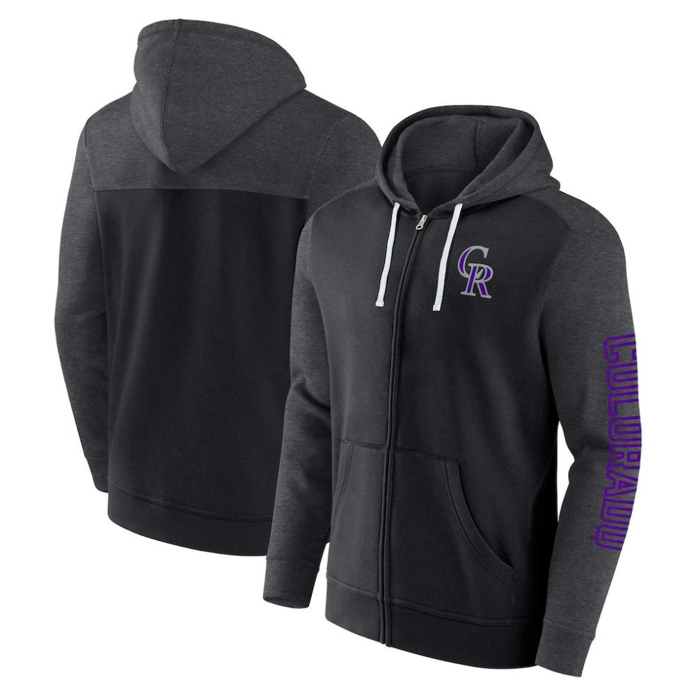 Colorado Rockies Fanatics Offensive Line Up Lightweight Full-Zip Hoodie - Black - Fanatics on Sale