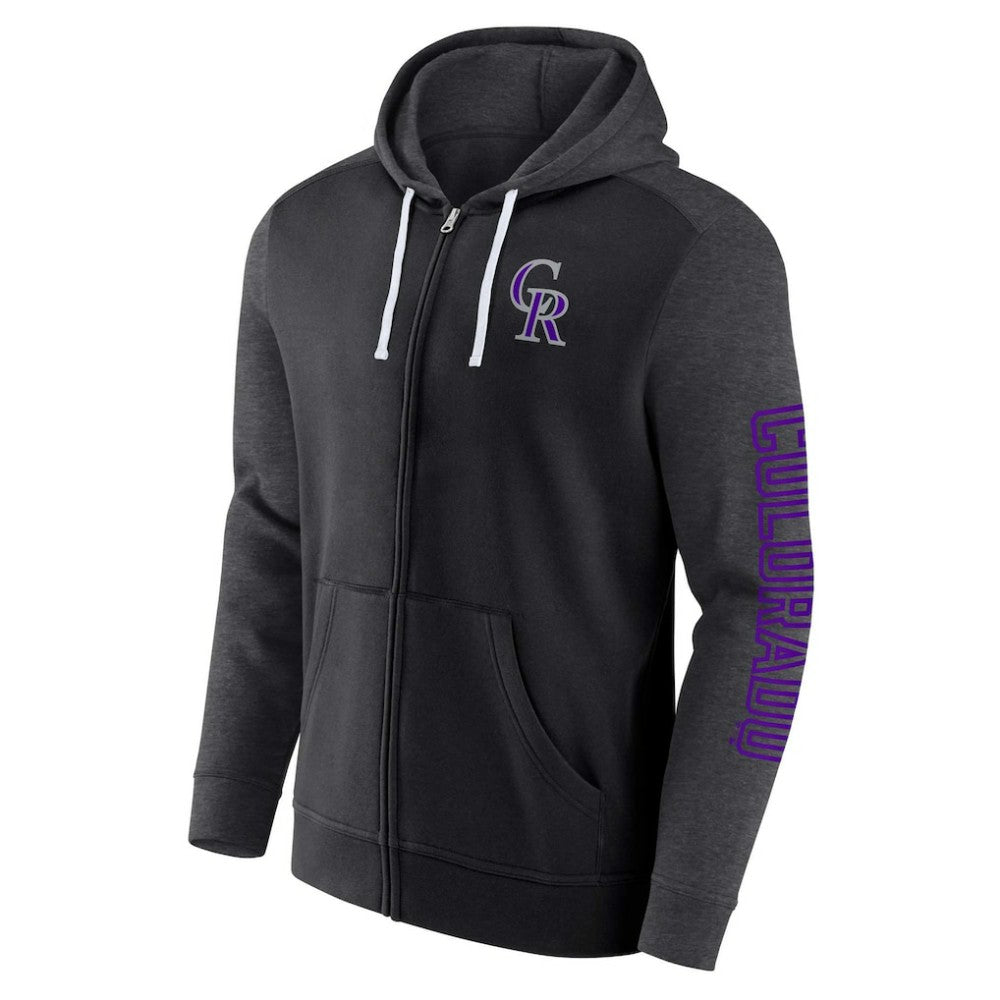 Colorado Rockies Fanatics Offensive Line Up Lightweight Full-Zip Hoodie - Black - Fanatics on Sale