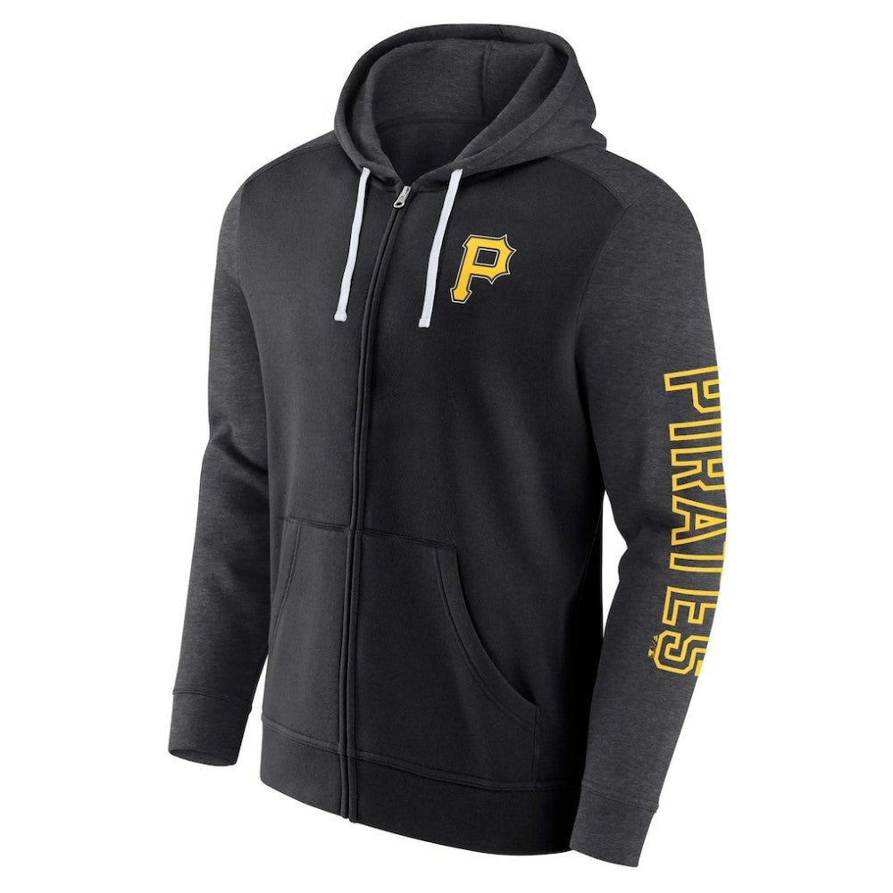 Pittsburgh Pirates Fanatics Offensive Line Up Lightweight Full-Zip Hoodie - Black - Fanatics Lifestyle
