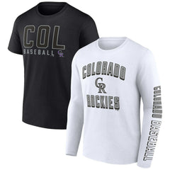 Colorado Rockies Fanatics Two-Pack Combo T-Shirt Set - Black/White - Fanatics Discount