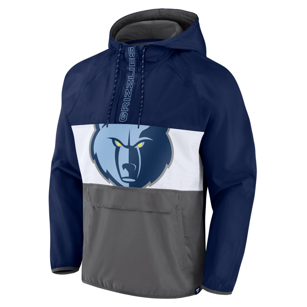 Memphis Grizzlies Anorak Flagrant Foul Color-Block Raglan Hoodie Half-Zip Jacket Navy/Gray | Fanatics US