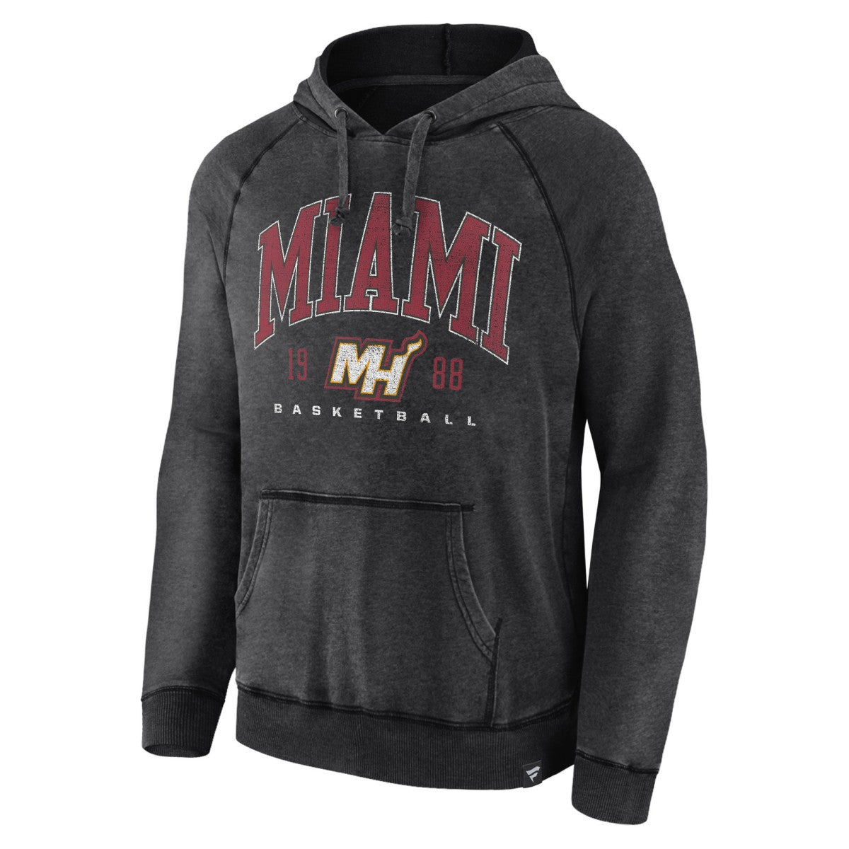 Miami Heat Foul Trouble Snow Wash Raglan Pullover Hoodie Heather Charcoal | Fanatics US