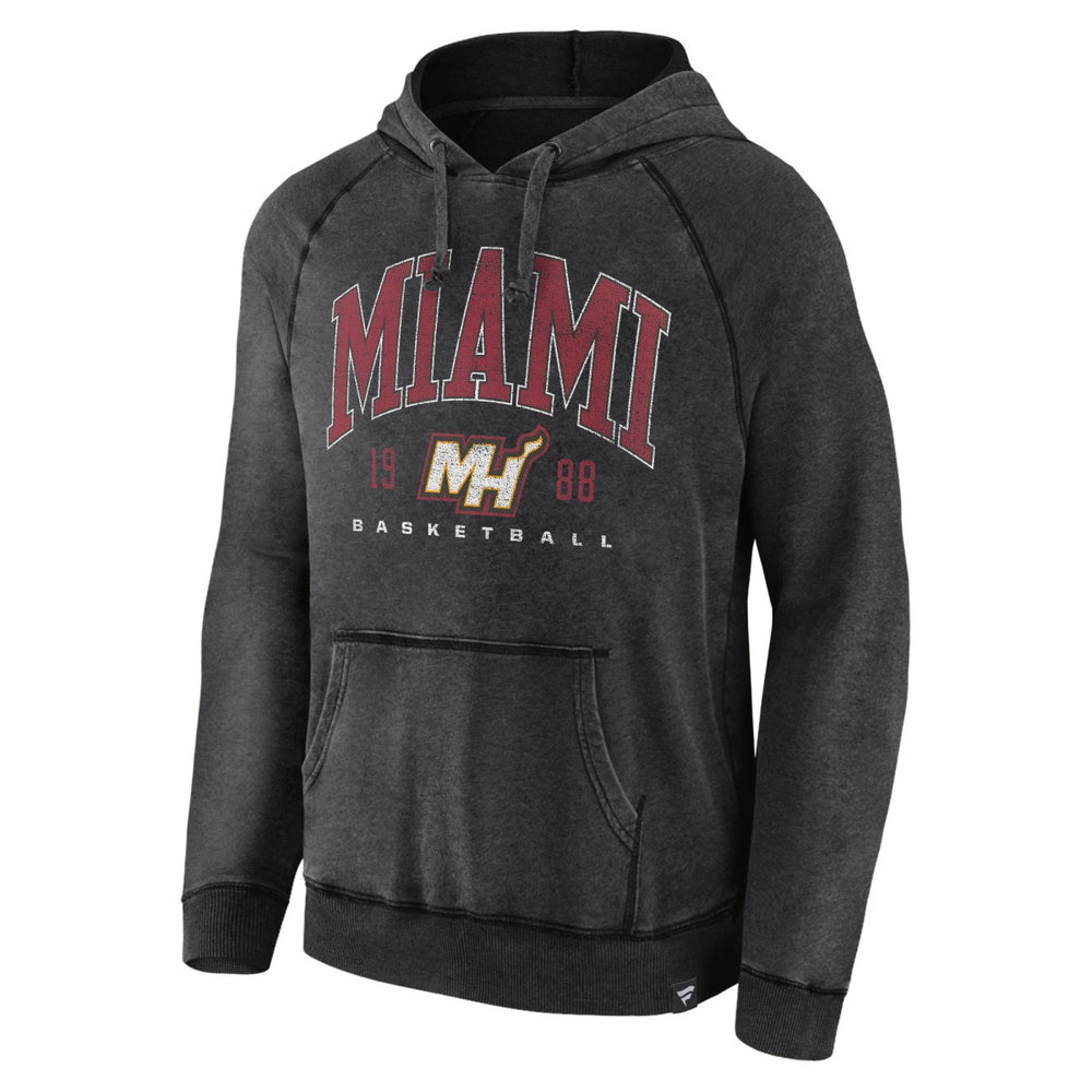 Miami Heat Foul Trouble Snow Wash Raglan Pullover Hoodie Heather Charcoal | Fanatics US