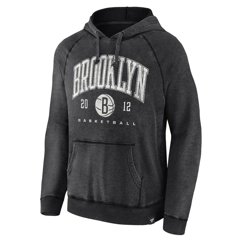 Brooklyn Nets Foul Trouble Snow Wash Raglan Pullover Hoodie Heather Charcoal | Fanatics Lifestyle