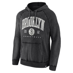 Brooklyn Nets Foul Trouble Snow Wash Raglan Pullover Hoodie Heather Charcoal | Fanatics Lifestyle