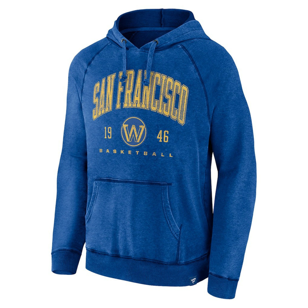 Golden State Warriors Foul Trouble Snow Wash Raglan Pullover Hoodie for sale Heather Royal | Fanatics US