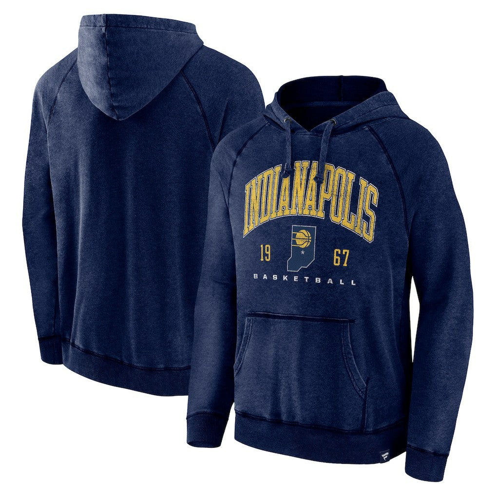 Indiana Pacers Foul Trouble Snow Wash Raglan Pullover Hoodie Heather Navy | Fanatics for sale