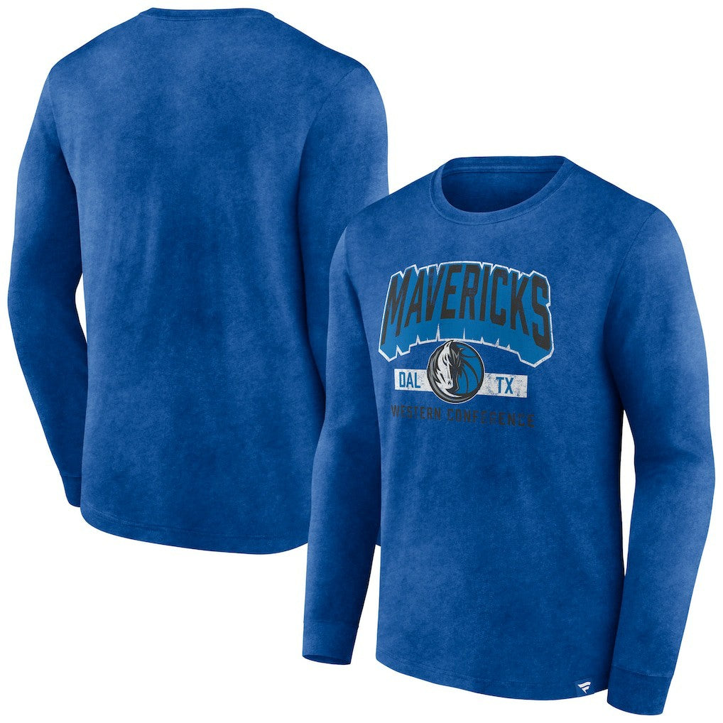 Dallas Mavericks Front Court Press Snow Wash Long Sleeve T-Shirt for sale Heather Royal | Fanatics outlet