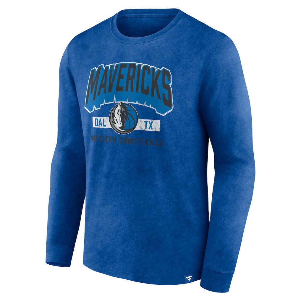 Dallas Mavericks Front Court Press Snow Wash Long Sleeve T-Shirt for sale Heather Royal | Fanatics outlet