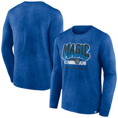 Orlando Magic Front Court Press Snow Wash Long Sleeve T-Shirt Heather Royal | Fanatics Lifestyle