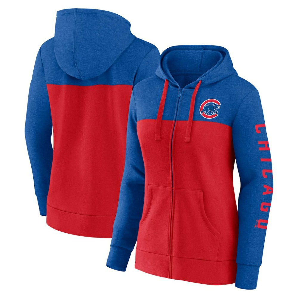 Chicago Cubs Fanatics Women's City Ties Hoodie Full-Zip Sweatshirt - Royal/Red - Fanatics Discount