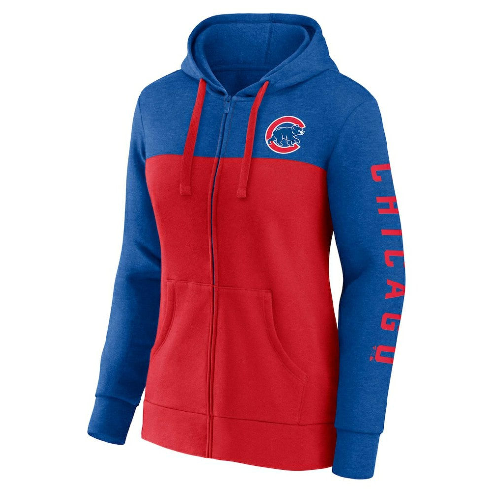 Chicago Cubs Fanatics Women's City Ties Hoodie Full-Zip Sweatshirt - Royal/Red - Fanatics Discount