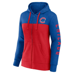 Chicago Cubs Fanatics Women's City Ties Hoodie Full-Zip Sweatshirt - Royal/Red - Fanatics Discount