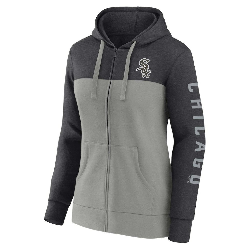 Chicago White Sox Fanatics Women's City Ties Hoodie Full-Zip Sweatshirt - Heather Charcoal/Gray - Fanatics Online