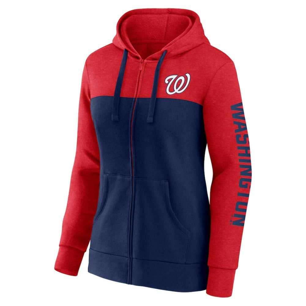 Washington Nationals Fanatics Women's City Ties Hoodie Full-Zip Sweatshirt - Red/Navy - Fanatics Discount