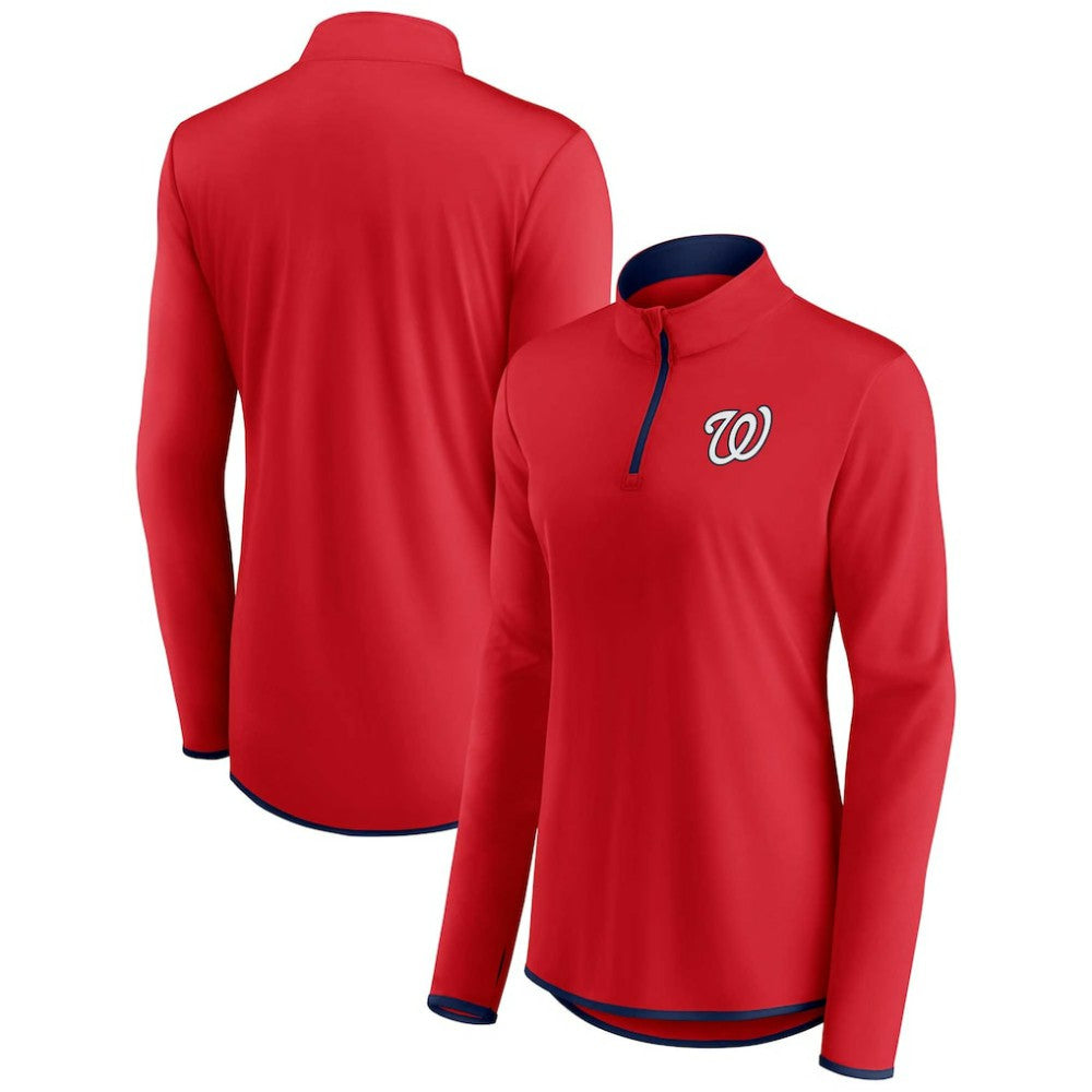 Washington Nationals Fanatics Women's Corner Quarter-Zip Top - Red - Fanatics Sale