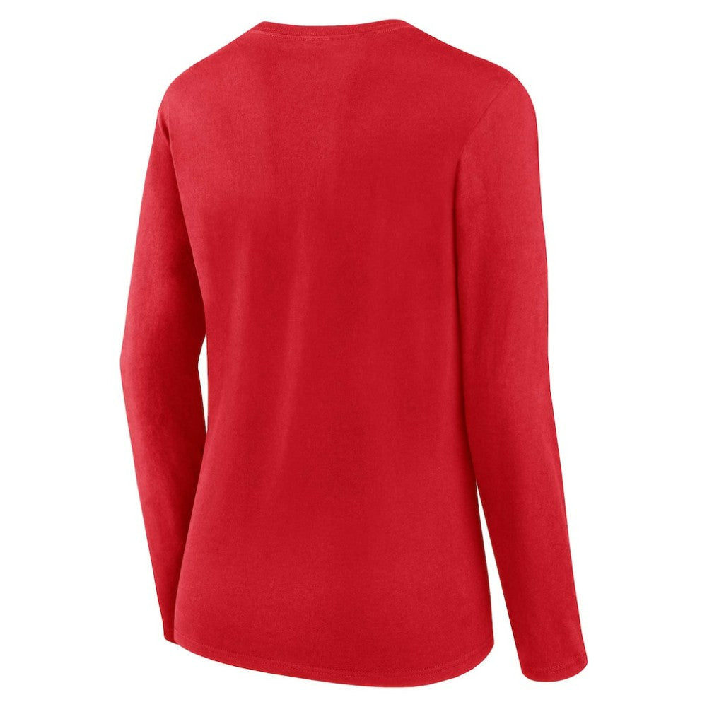 Washington Nationals Fanatics Women's Run The Bases Long Sleeve T-Shirt & Cuffed Knit Hat with Pom Combo Set - Red - Fanatics Lifestyle