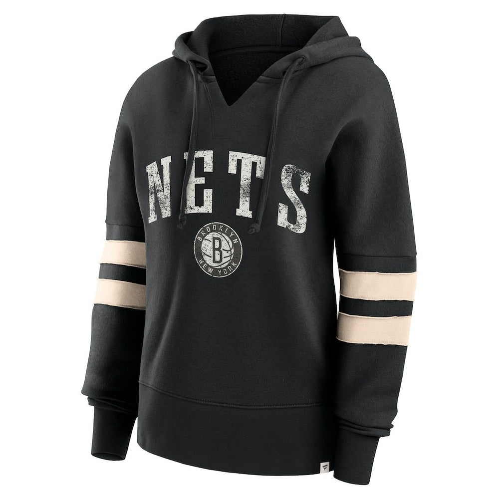 Brooklyn Nets Women's Bold Move Dolman V-Neck High Hip Hoodie Black | Fanatics for sale