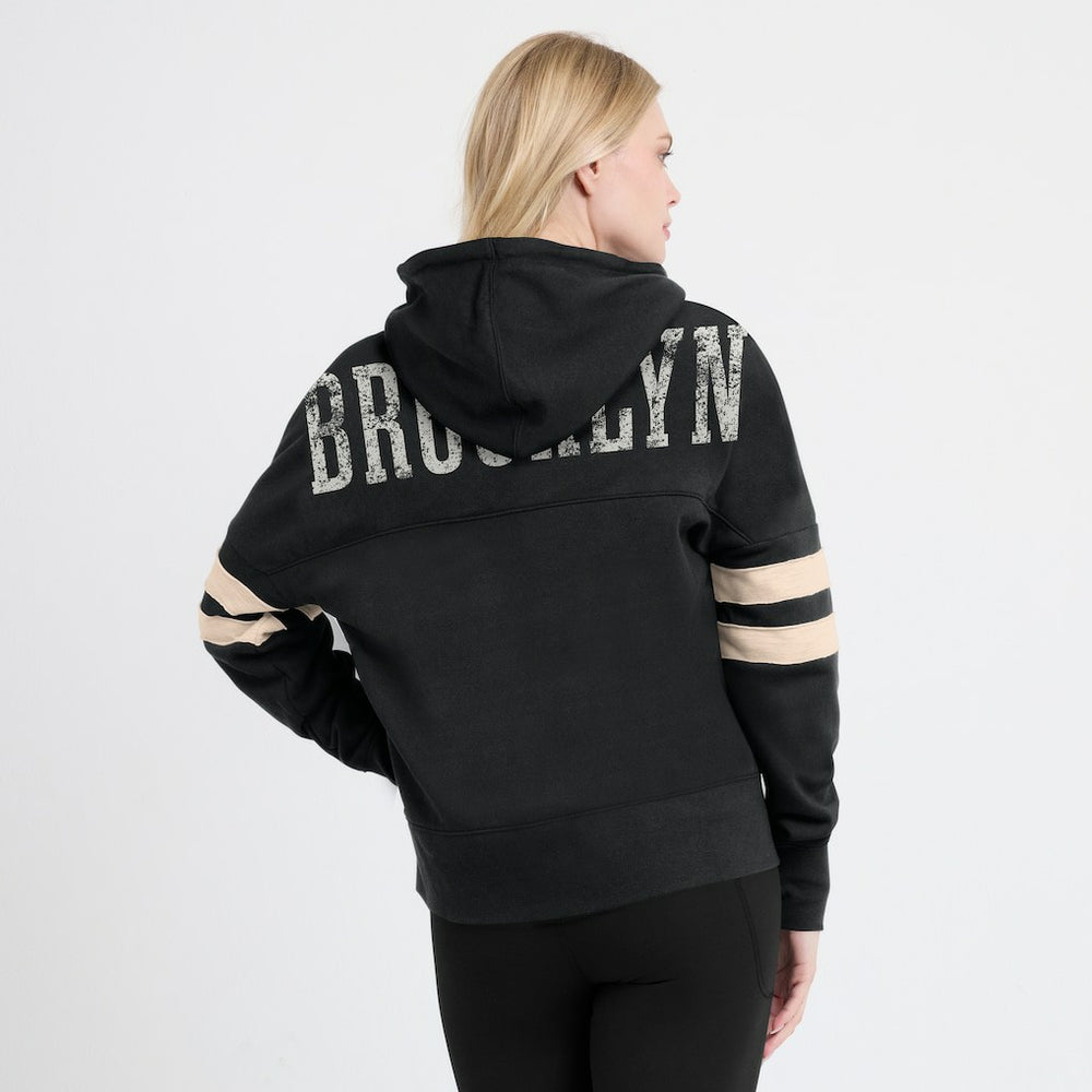 Brooklyn Nets Women's Bold Move Dolman V-Neck High Hip Hoodie Black | Fanatics for sale