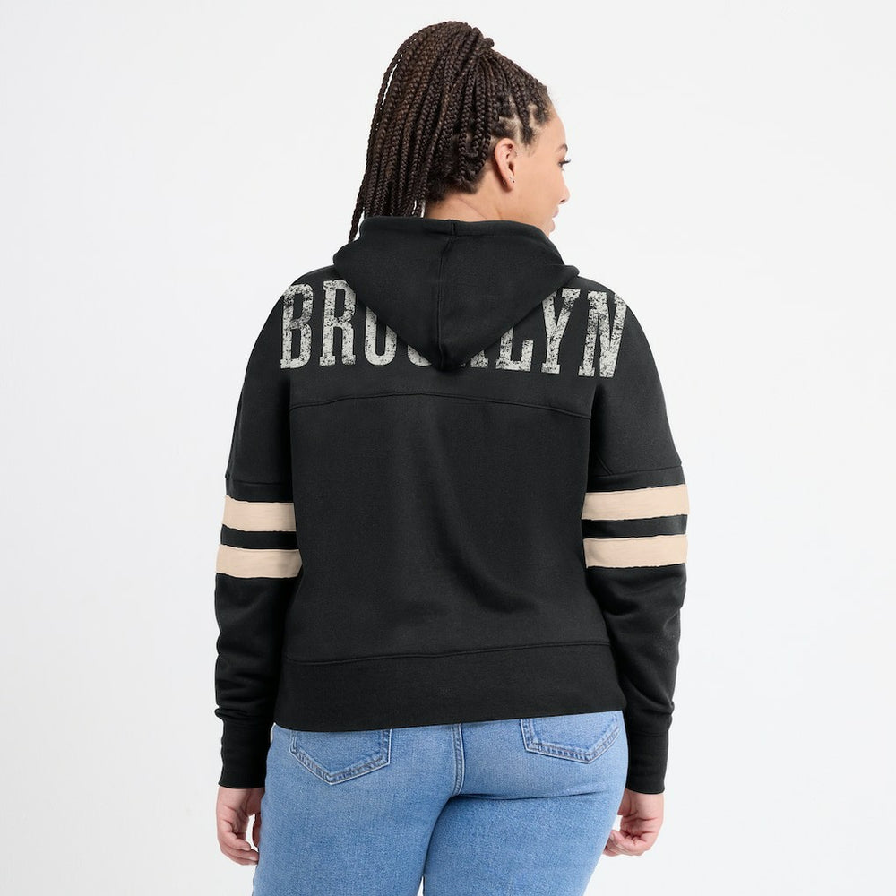 Brooklyn Nets Women's Bold Move Dolman V-Neck High Hip Hoodie Black | Fanatics for sale