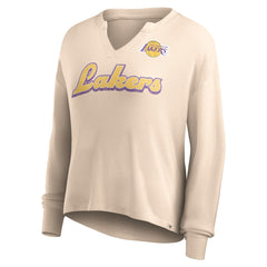 Los Angeles Lakers Women's Go For It Long Sleeve Notch Neck T-Shirt Tan | Fanatics Near Me