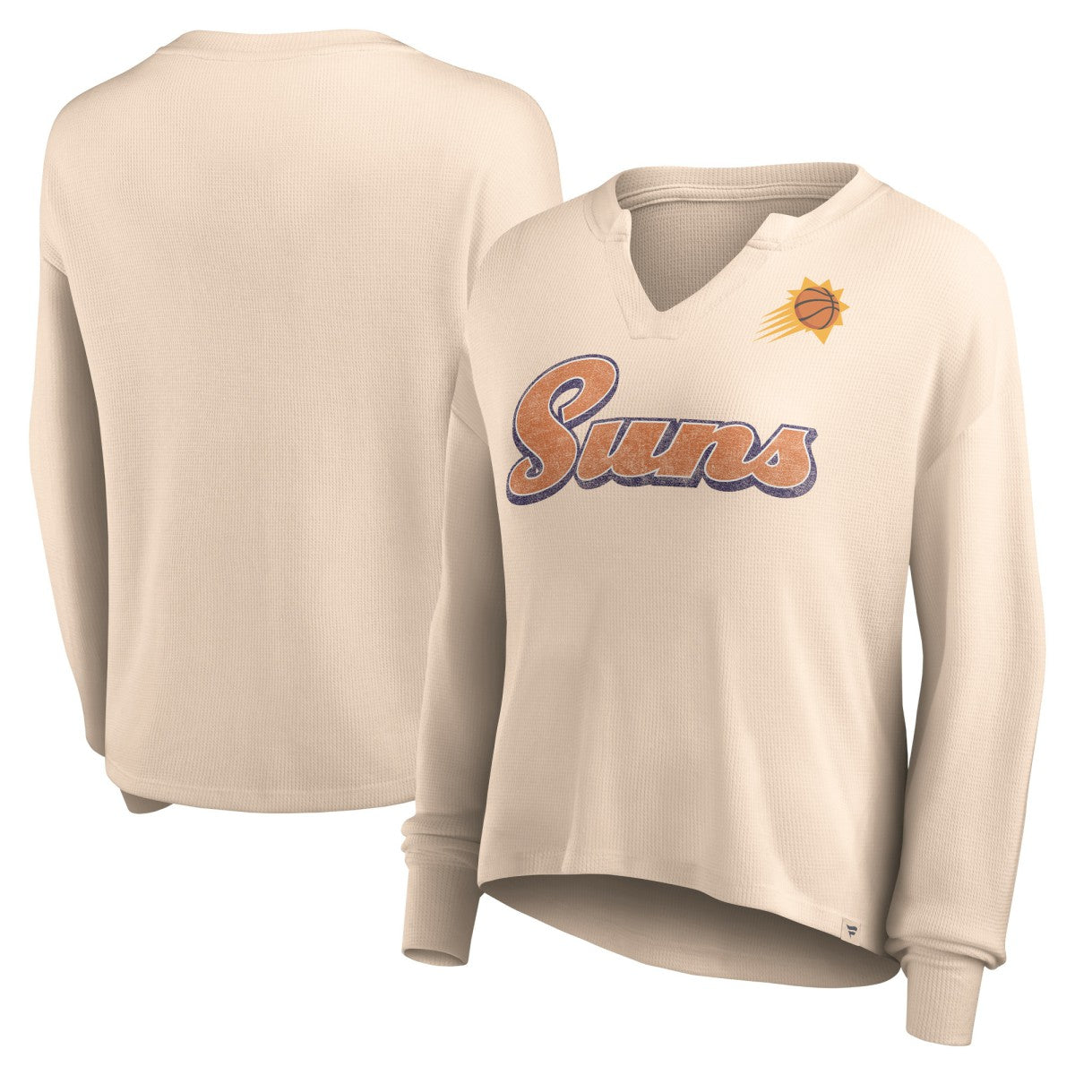 Phoenix Suns Women's Go For It Long Sleeve Notch Neck T-Shirt Tan | Fanatics