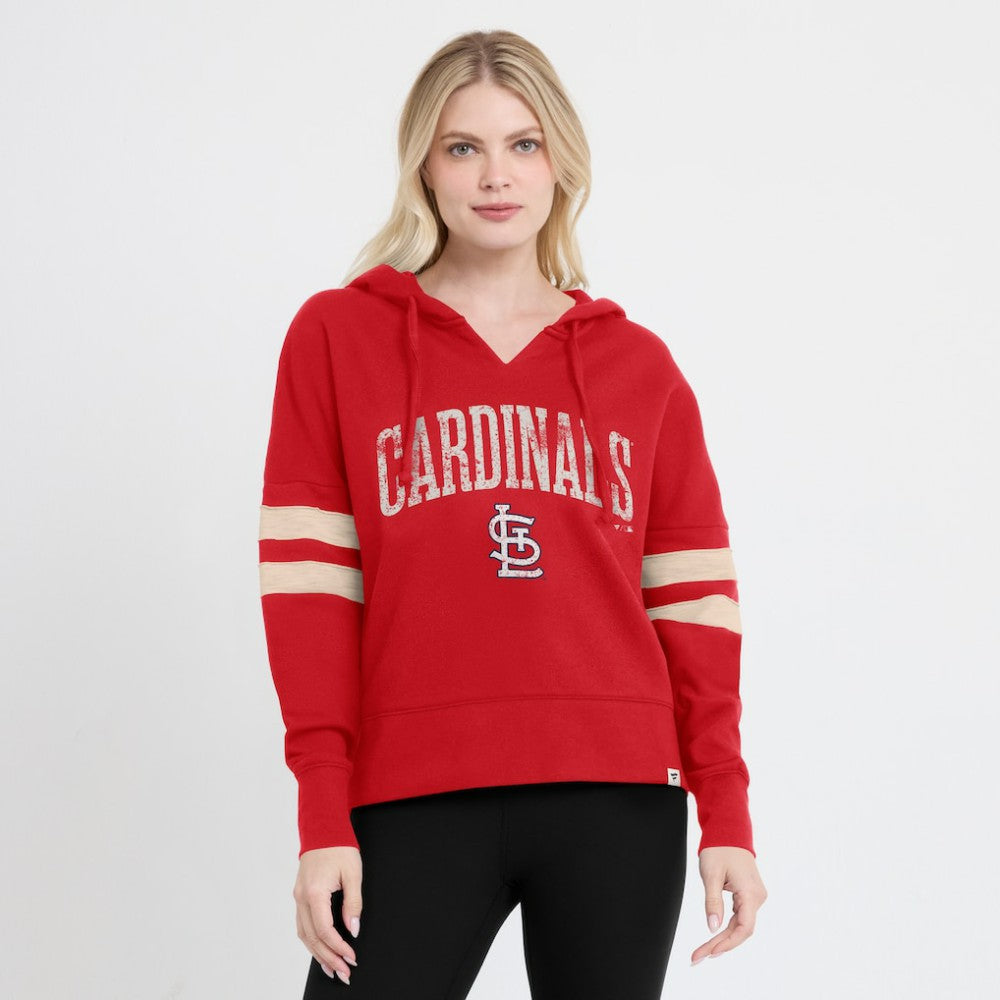 St. Louis Cardinals Fanatics Women's Bold Move Notch Neck High Hip Hoodie - Red - Fanatics Lifestyle