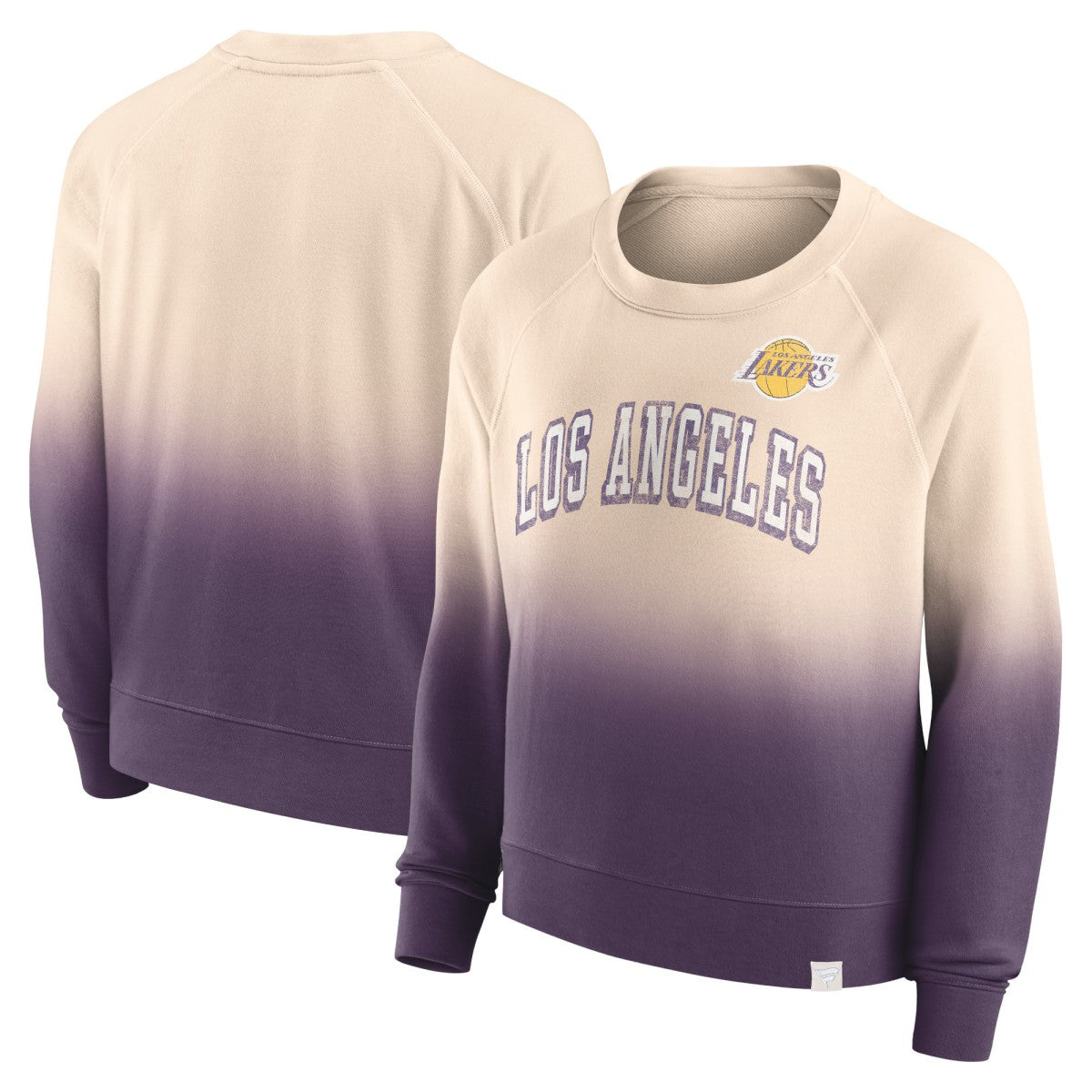 Los Angeles Lakers Women's Lounge Arch Raglan Pullover Sweatshirt Tan/Purple | Fanatics