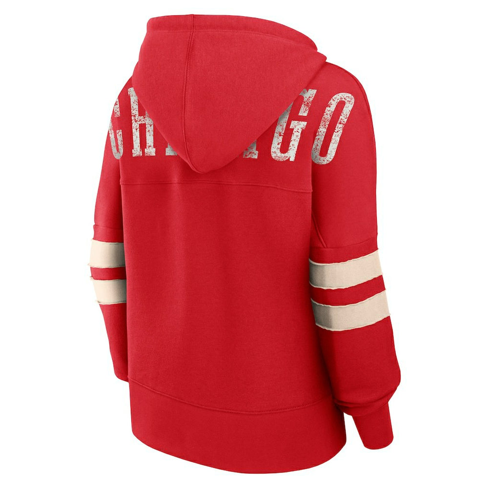 Chicago Bulls Women's Bold Move Dolman V-Neck High Hip Hoodie Red | Fanatics for sale