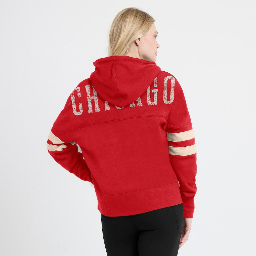 Chicago Bulls Women's Bold Move Dolman V-Neck High Hip Hoodie Red | Fanatics for sale