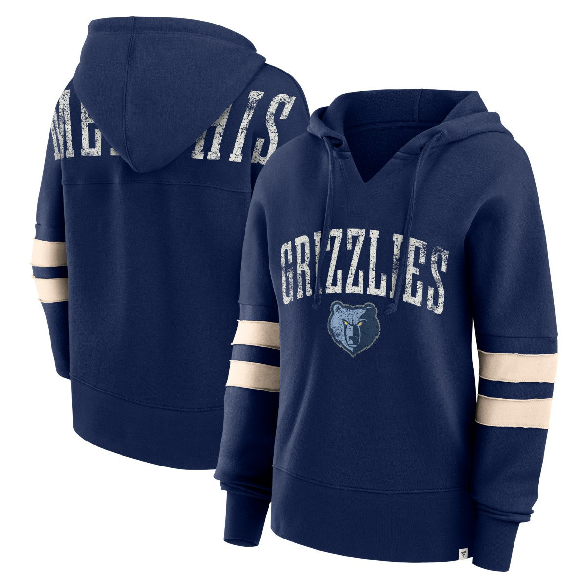 Memphis Grizzlies Women's Bold Move Dolman V-Neck High Hip Hoodie Navy | Fanatics for sale