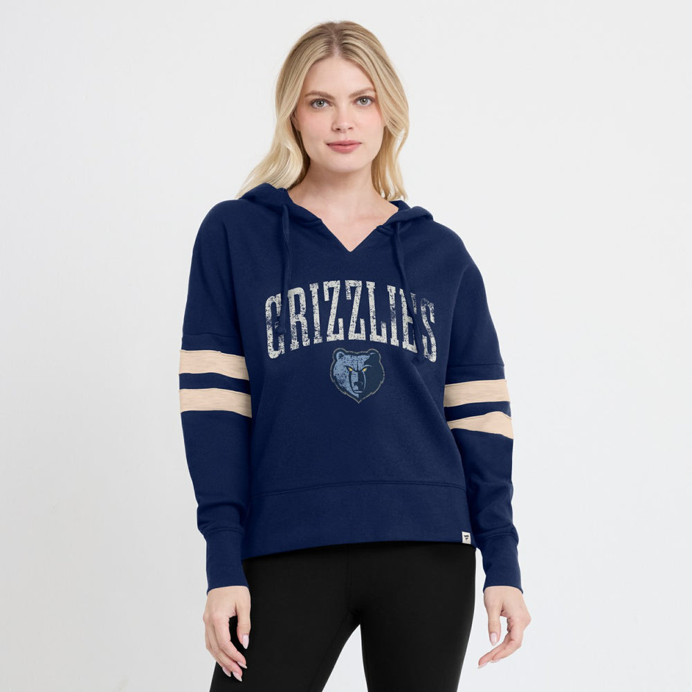 Memphis Grizzlies Women's Bold Move Dolman V-Neck High Hip Hoodie Navy | Fanatics for sale