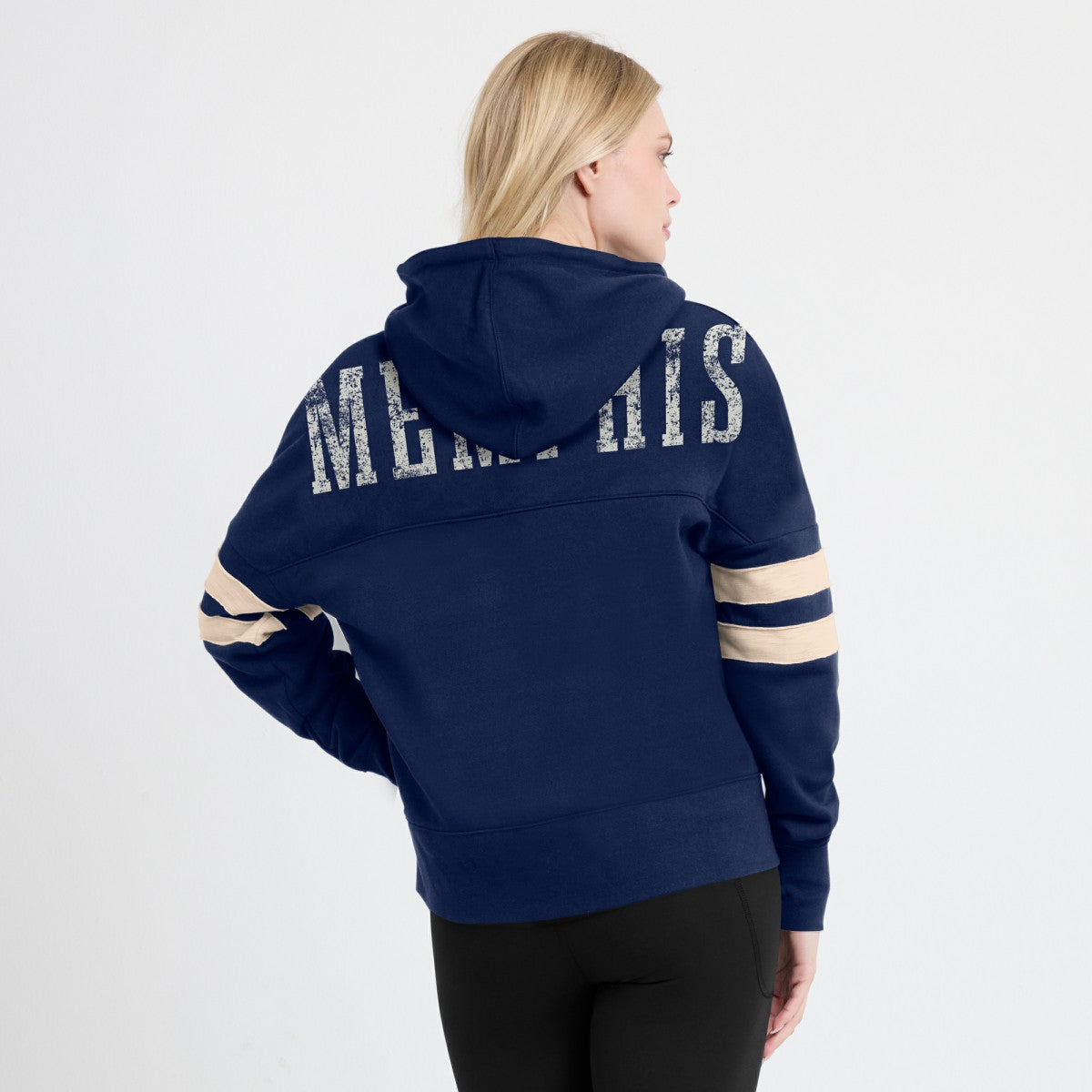 Memphis Grizzlies Women's Bold Move Dolman V-Neck High Hip Hoodie Navy | Fanatics for sale