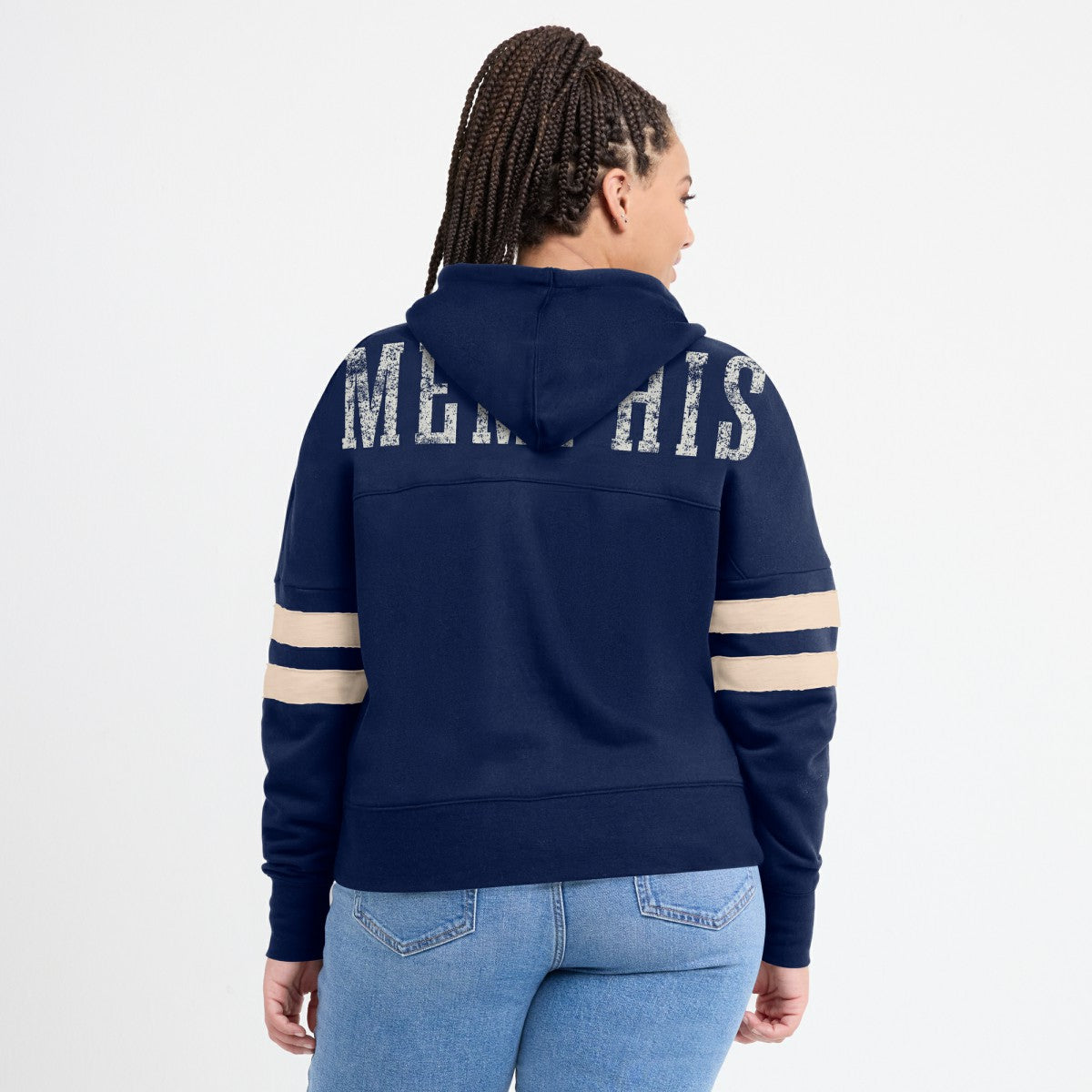 Memphis Grizzlies Women's Bold Move Dolman V-Neck High Hip Hoodie Navy | Fanatics for sale