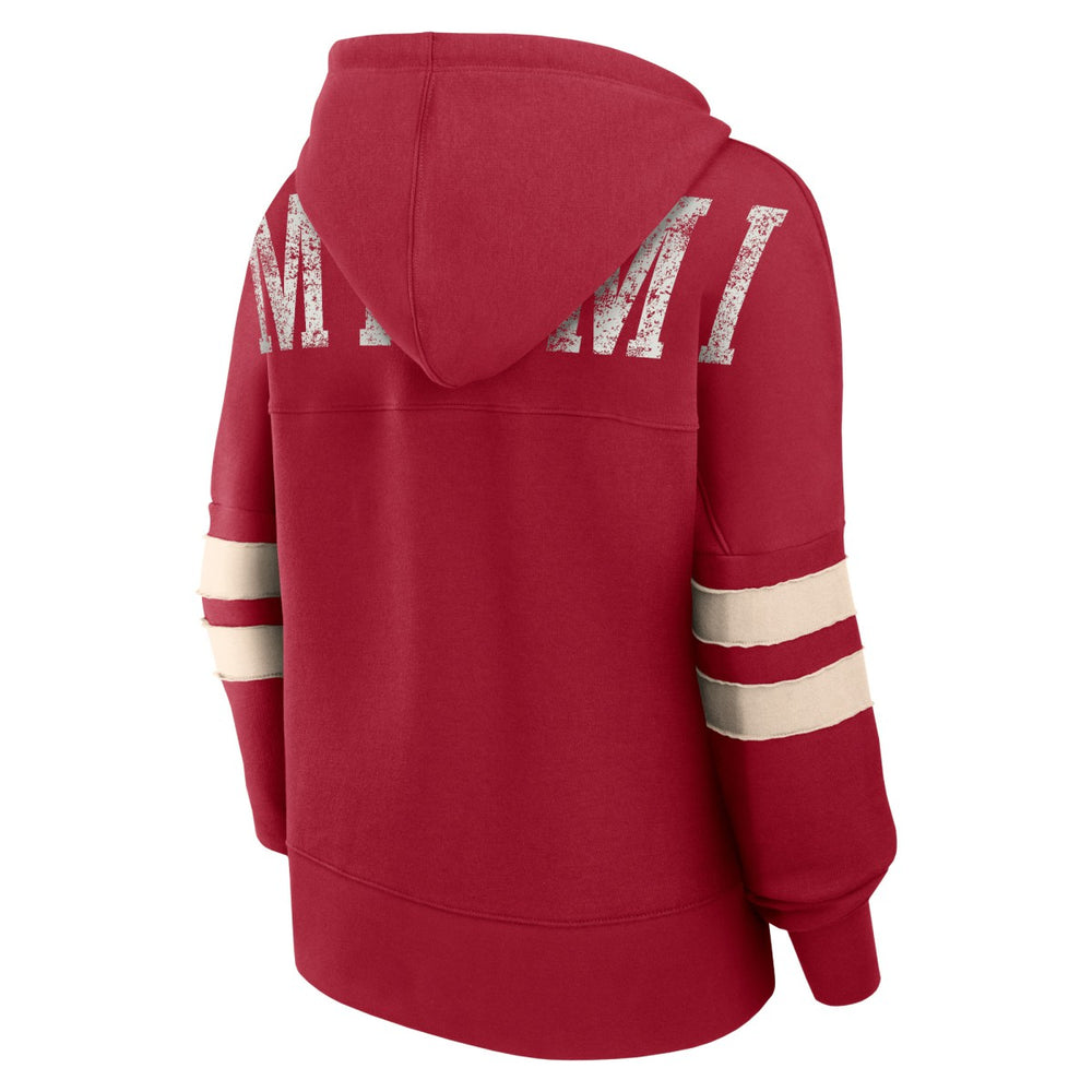 Miami Heat Women's Bold Move Dolman V-Neck High Hip Hoodie Red | Fanatics US